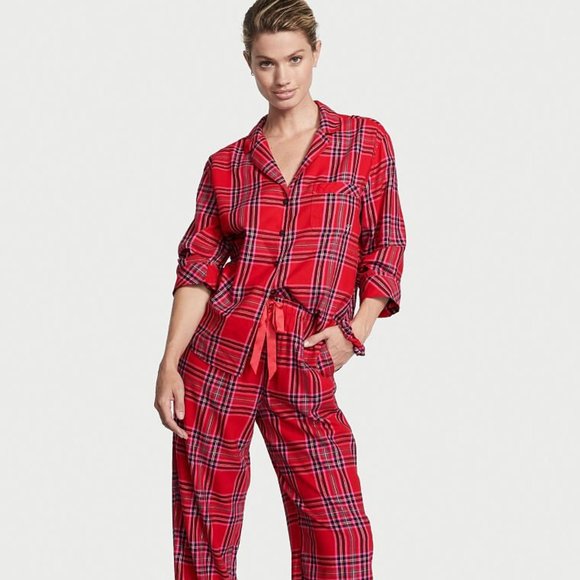 VS Flannel Pajama Set Red Plaid Pajama PJs Long Sleeve Pants Great Present NWT - Picture 8 of 12